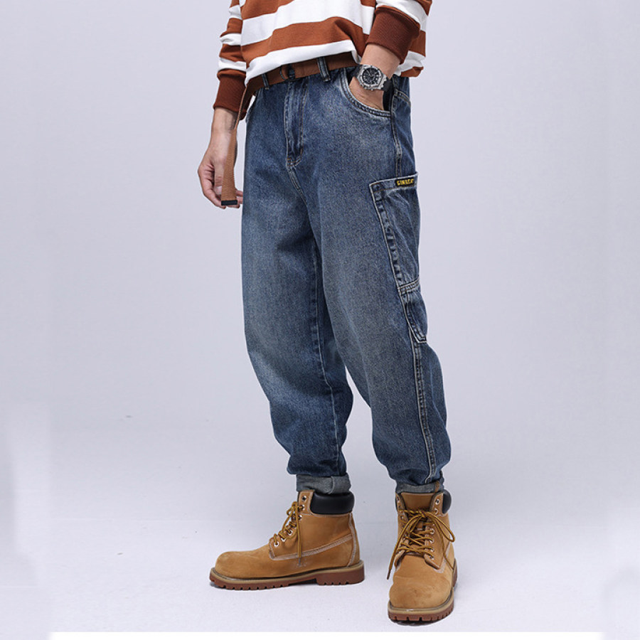 Men's Large Pocket Washable Jeans