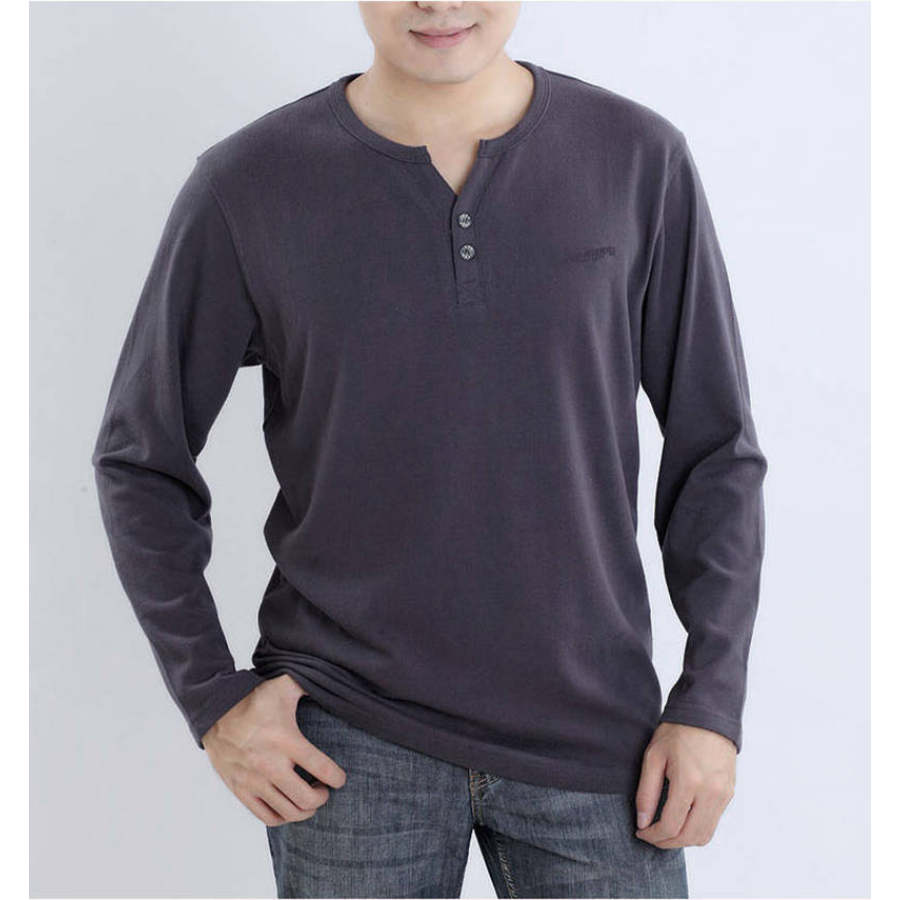 Men's Button V-Neck Cotton T-Shirt