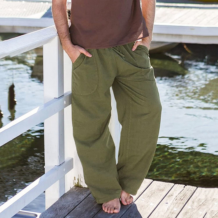 Men's Linen Casual Drawstring Loose Pants