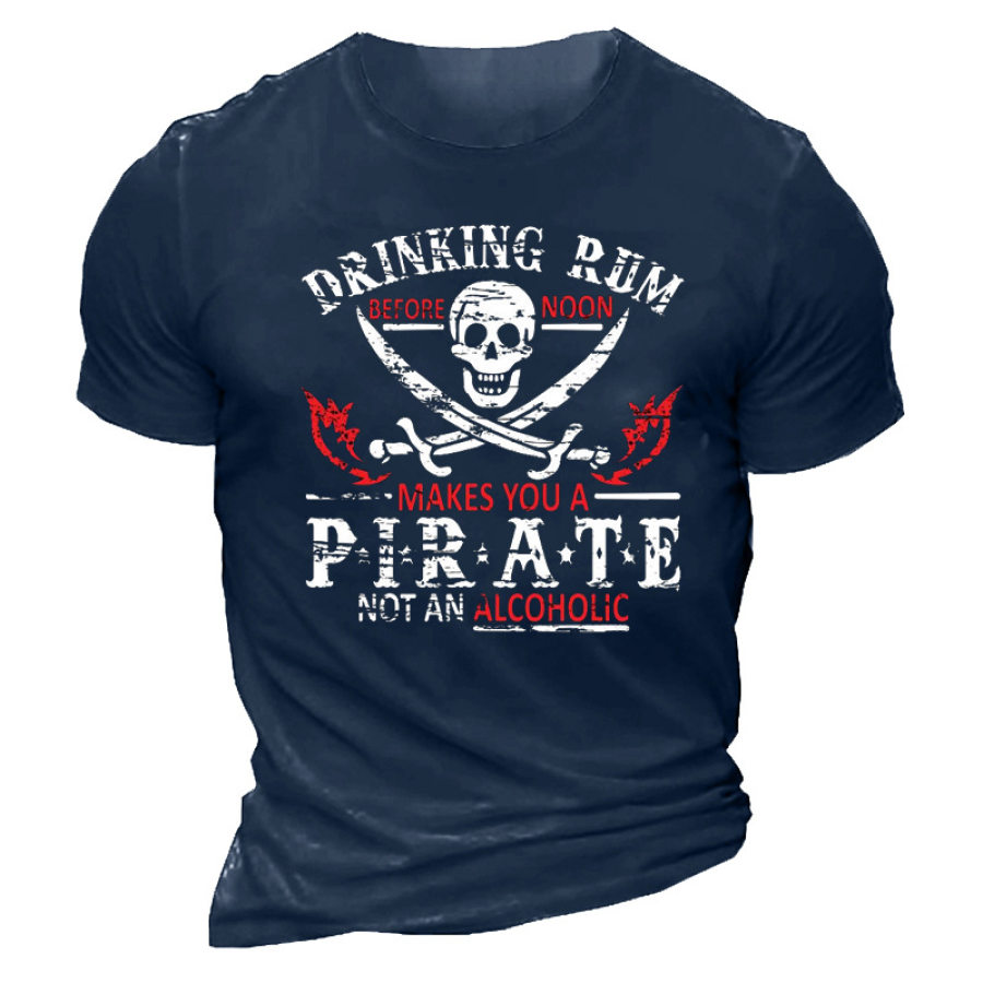 Drinking Rum Before Noon Makes You A Pirate Not An Alcoholic Men's Cotton Short Sleeve T-Shirt
Drinking Rum Before Noon Makes You A Pirate Not An Alcoholic Men's Cotton Short Sleeve T-Shirt