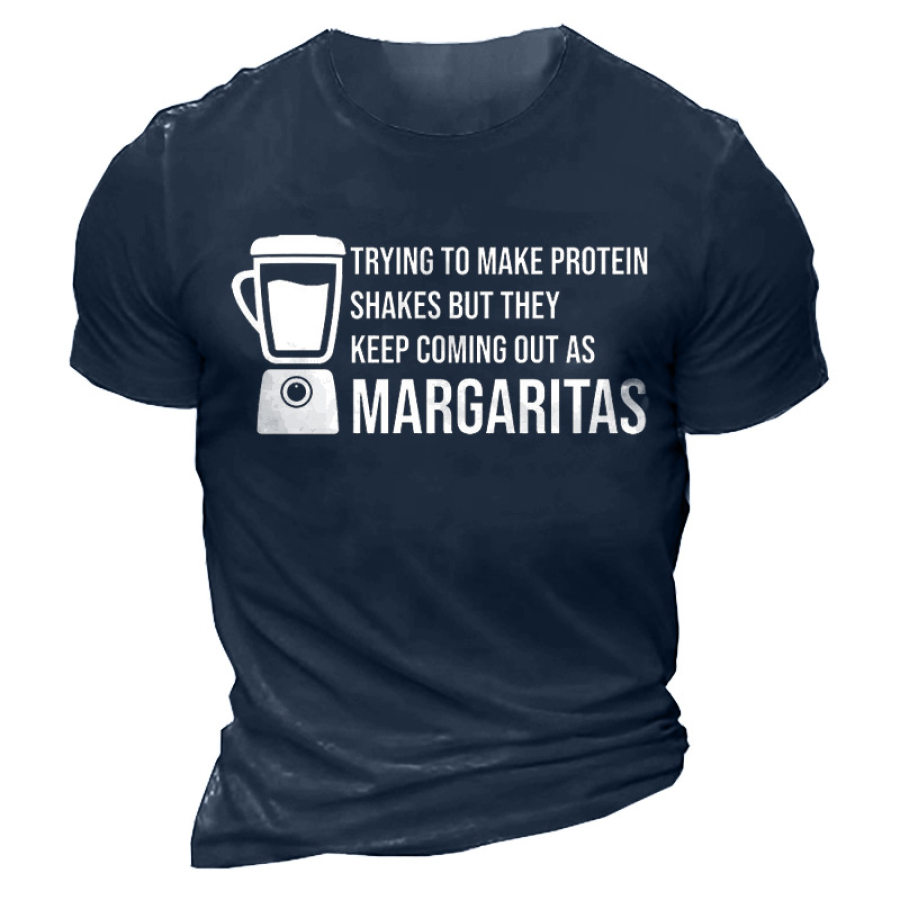 Tring To Make Protein Shakes But They Keep Coming Out As Margaritas Men's Cotton Short Sleeve T-Shirt
Tring To Make Protein Shakes But They Keep Coming Out As Margaritas Men's Cotton Short Sleeve T-Shirt