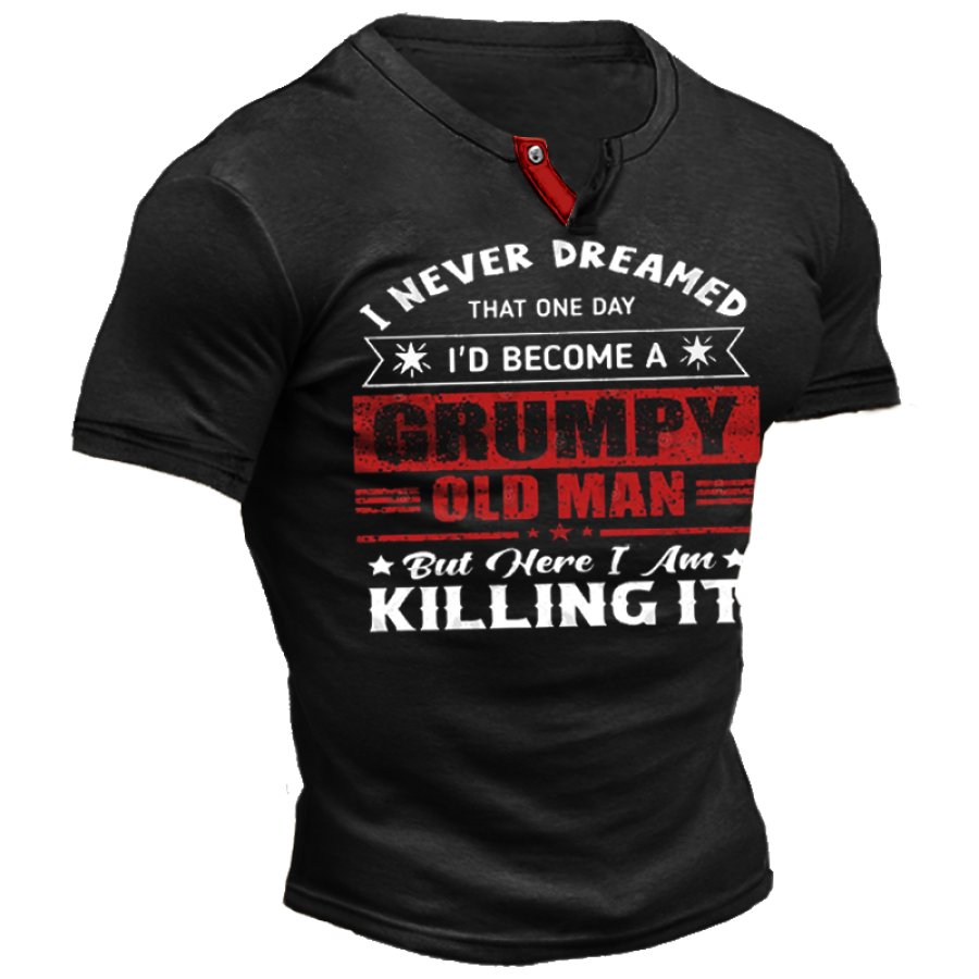 I Never Dreamed I'd Become A Grumpy Old Man Men's Retro V Neck T-Shirt