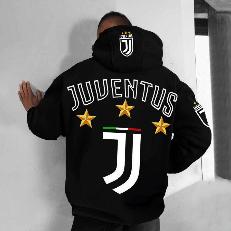 

Lässiger Unisex-Kapuzenpullover Mit Juventus-Fußballdruck