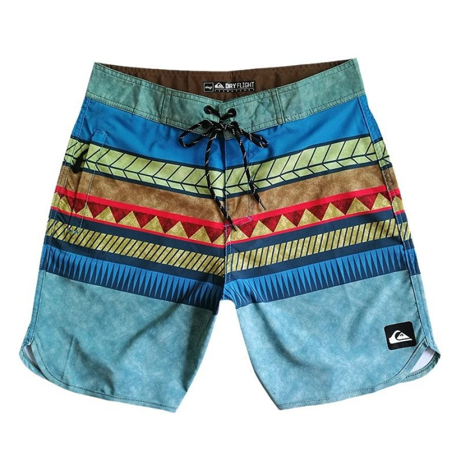 

Quiksilver Men's 18" Boardshort Ethnic Pattern Print Splicing Drawstring Surf Shorts