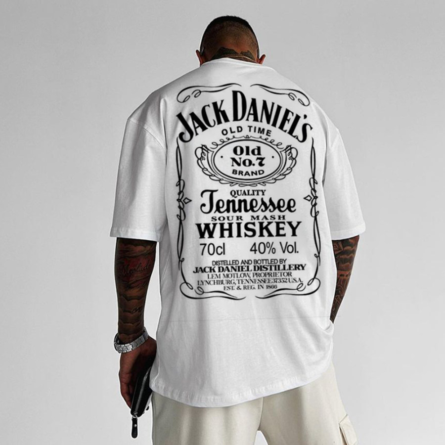 

Oversized Jack_Daniel's Printed Short-sleeved Casual T-shirt