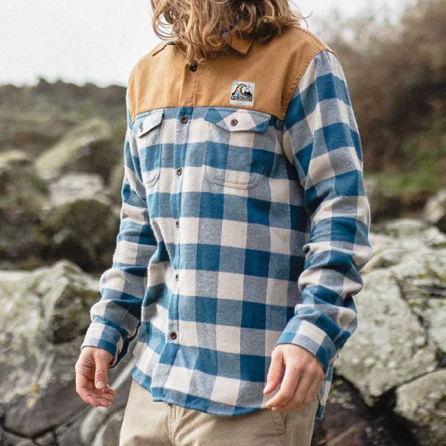 Men's Shirt Long Sleeve Vintage Plaid Stitching Corduroy Quiksilver Pocket Daily Tops Blue
Men's Shirt Long Sleeve Vintage Plaid Stitching Corduroy Quiksilver Pocket Daily Tops Blue