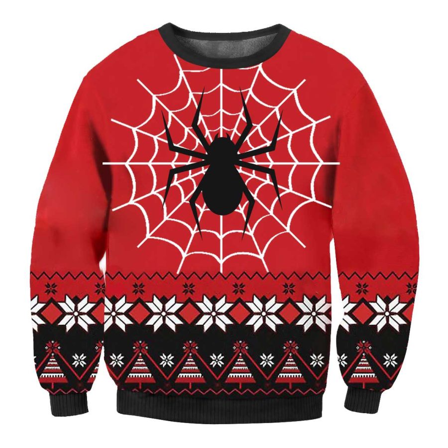 Men's Spider Web 3D Print Ugly Christmas Crew Neck Sweatshirt