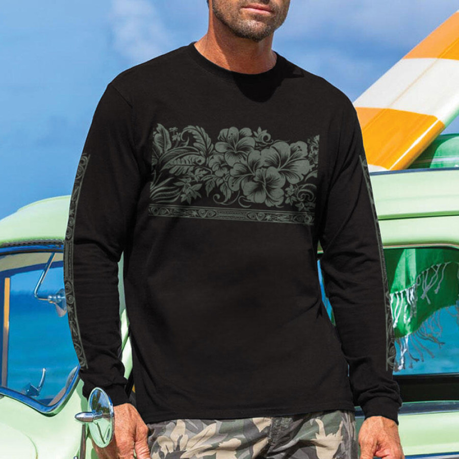 T-shirt à Manches Longues Avec Motif Floral De Vacances En Bord De Mer