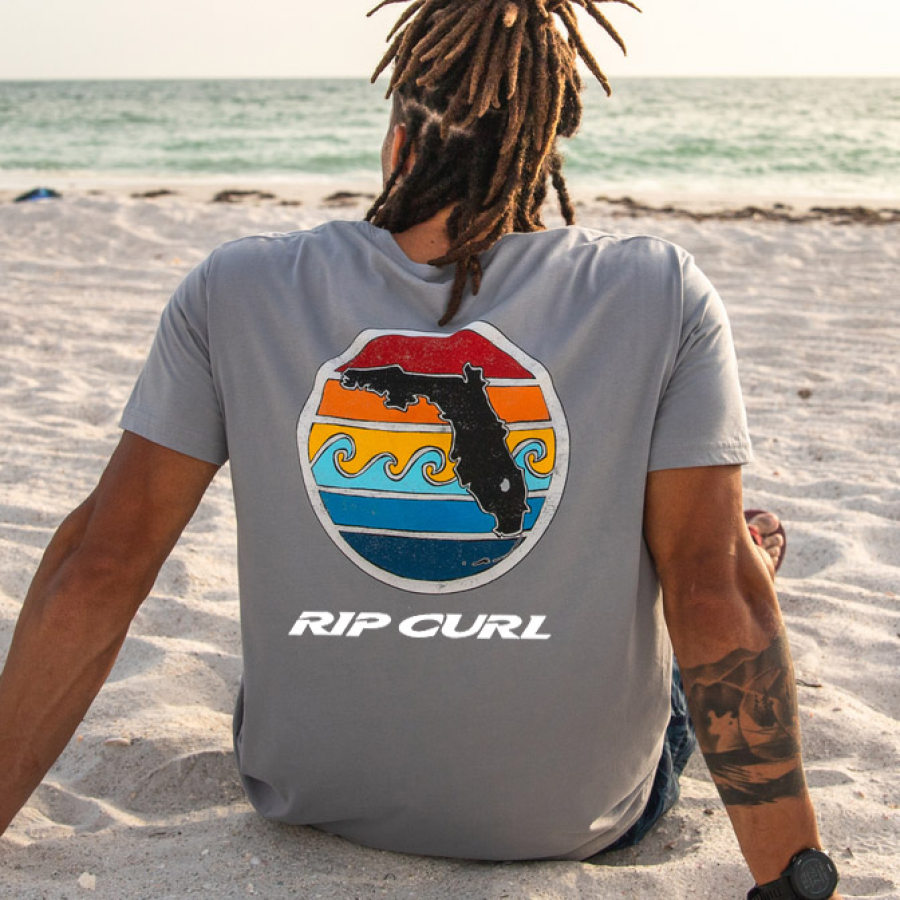 

Мужская винтажная футболка с короткими рукавами для серфинга Rip Curl 90-х годов