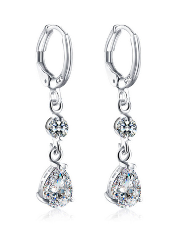 Rhinestoned Imitated Crystal Oval Drop Earrings