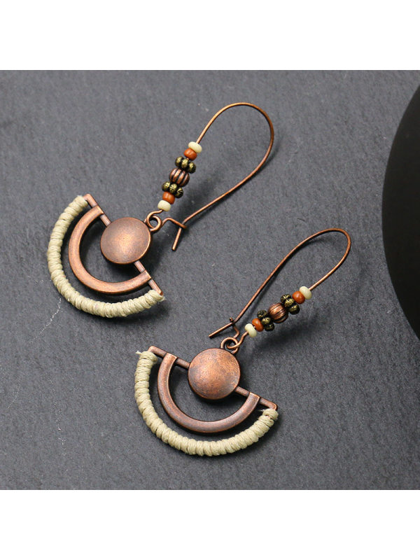 Retro round earrings female creative flower alloy earrings