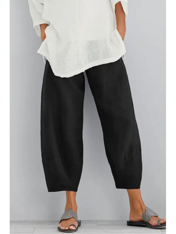 Pantalones casuales de nueve puntos de moda casual de color sólido - Funluc.com 