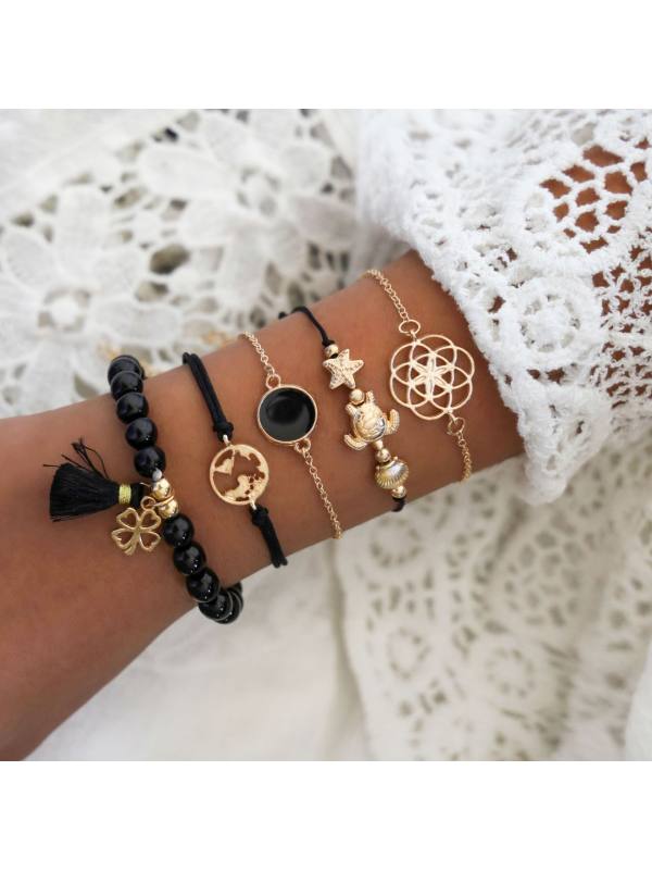 Fashion woven five-piece bracelet