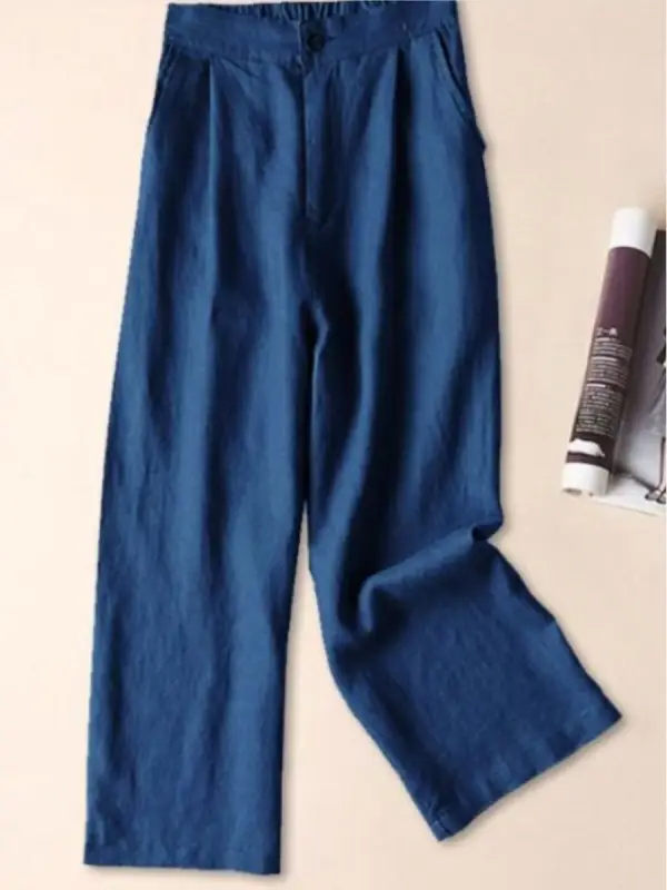 Cotton And Linen Wide-leg Casual Pants - Funluc.com 