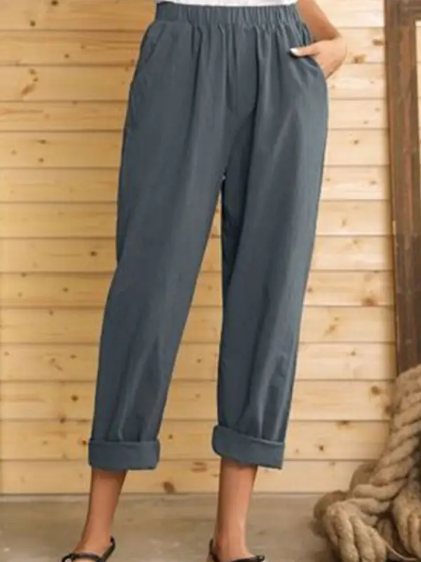 Casual Solid Color Cotton And Linen Long Pants - Luvyle.chimpone.com 