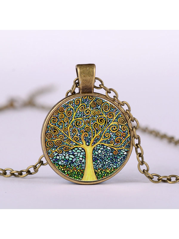 Vintage Tree of Life Time Gemstone Necklace