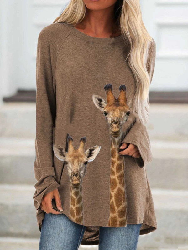 Animal Print Long Sleeve T-shirt - gethefashion.com