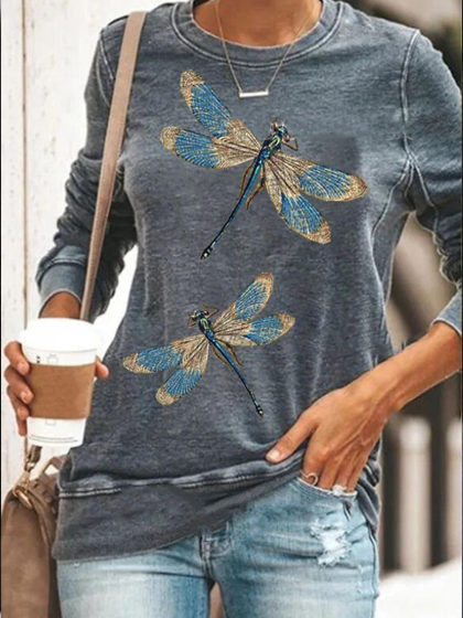 Fashion Dragonfly Print T-shirt