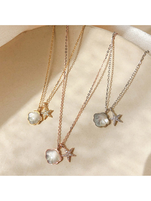 Ocean series net celebrity shell starfish necklace design female clavicle chain niche 2020 new ins cold wind