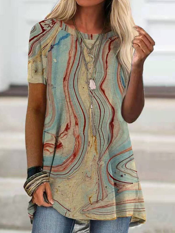 Crew Neck Printed Loose Short Sleeve T-shirt Crew Neck Printed Loose Short Sleeve T-shirt