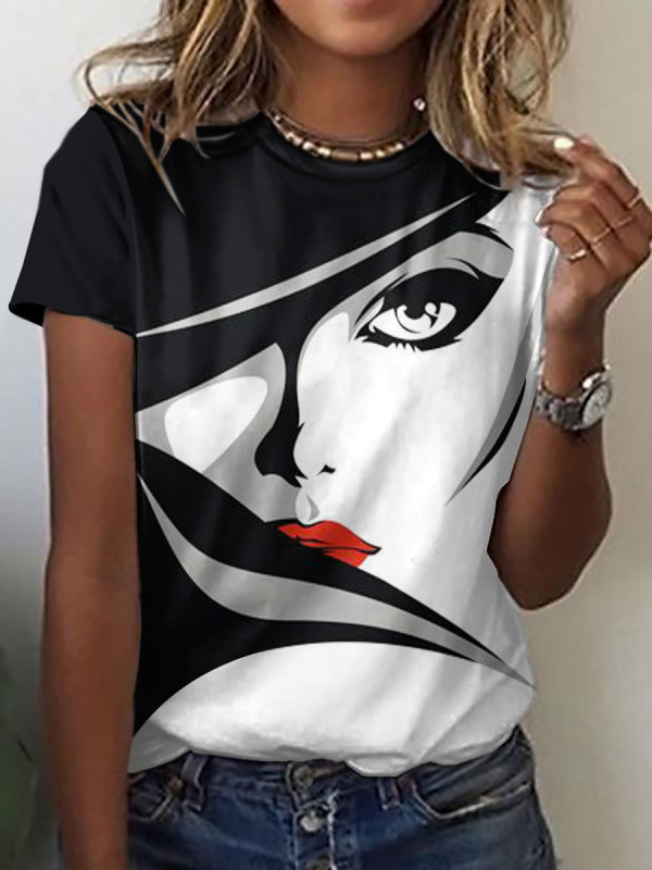 Womens casual fashion abstraction print top