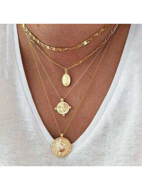 Coin Disc Pendant Sweater Chain