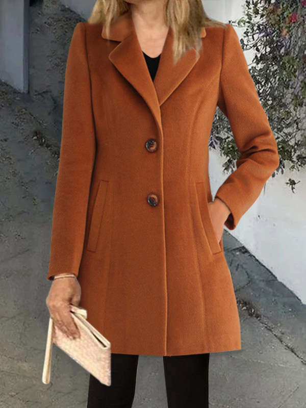 Autumn and winter slim mid-length thin woolen coat women's woolen coat