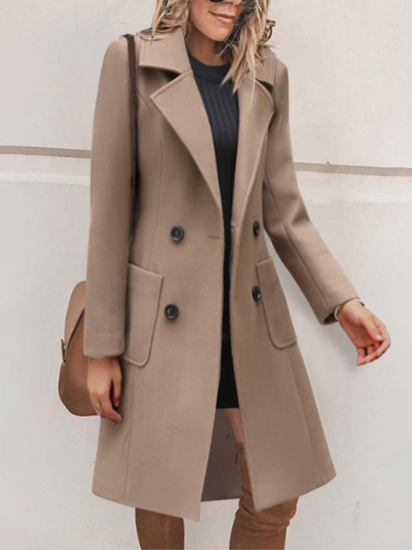 New Korean style fashion temperament mid-length woolen coat
