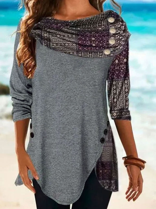 Casual Loose Retro Printed Long-sleeved T-shirt Casual Loose Retro Printed Long-sleeved T-shirt