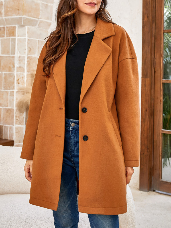 Women's Solid Color Long-sleeved Coat