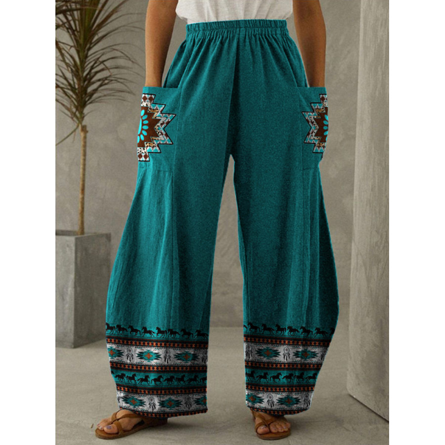 

Casual Western Print Wide Leg Women's Pants