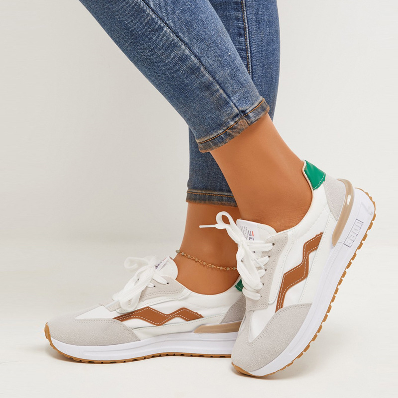 Women's Stylish Round Toe Suede Lace Up Sneakers