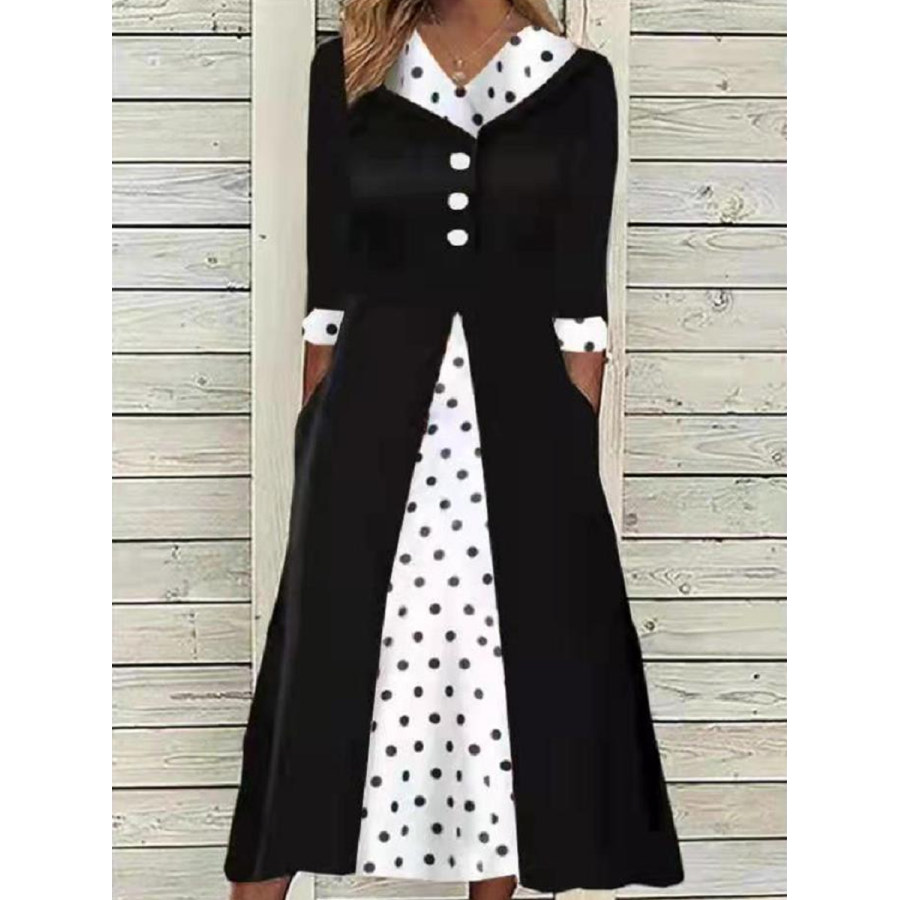 

Fashion Stitching Polka Dot Swing Dress