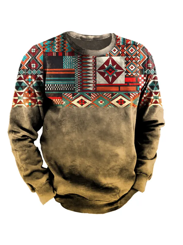 Men's Outdoor Western Ethnic Pattern Tactical Sweatshirt - Ninacloak.com 