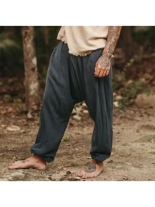 Men's Linen Holiday Plain Harem Pants - Ninacloak.com 
