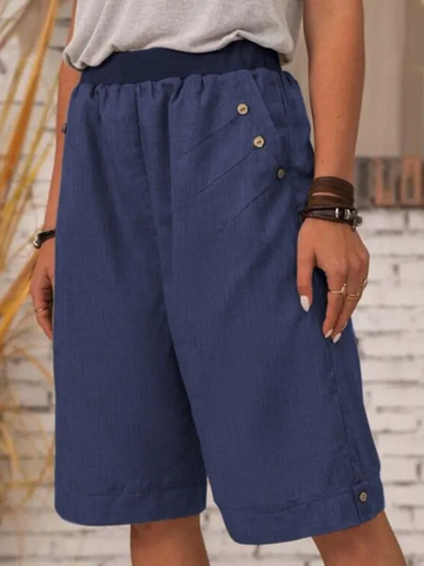 Cotton Linen Solid Color Casual Straight Pants - Ninacloak.com 