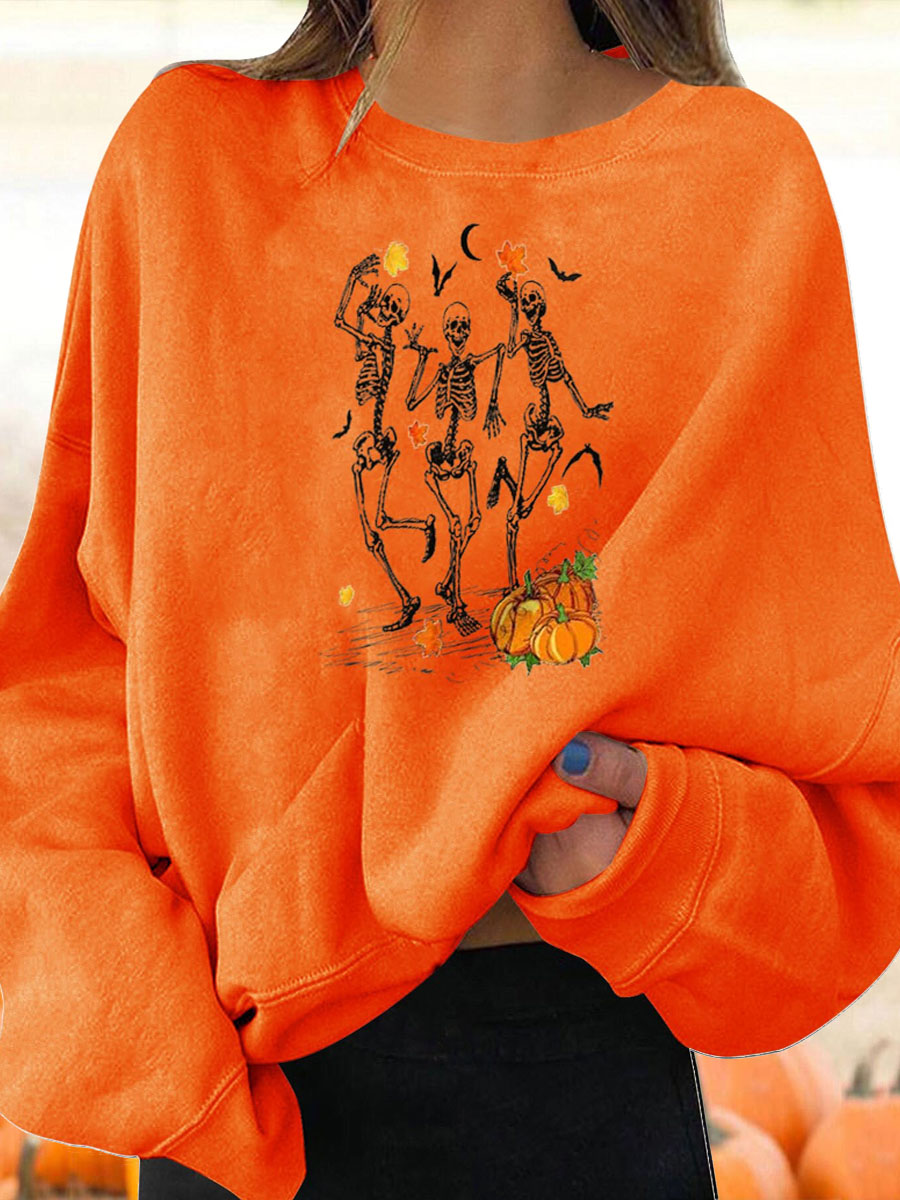 Halloween Simple Loose Personality Creative Round Neck Printed Sweater