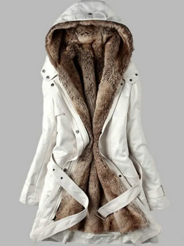 Casual Warm Plush Detachable Hooded Coat - Ninacloak.com 