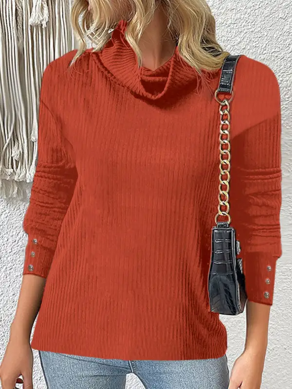 Casual Loose Solid Color Knitted Pullover - Ninacloak.com 