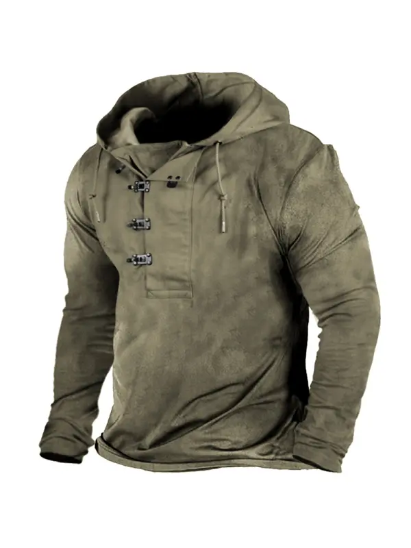Men's Retro Outdoor Training Hooded T-Shirt - Ninacloak.com 