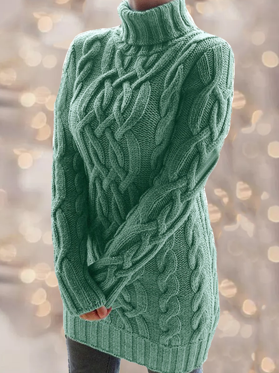 Casual Solid Color Turtleneck Long Sleeve Vintage Sweater