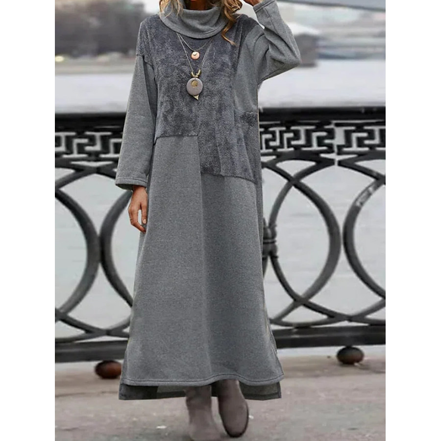 

Vintage Print Casual Long-Sleeve Maxi Dress