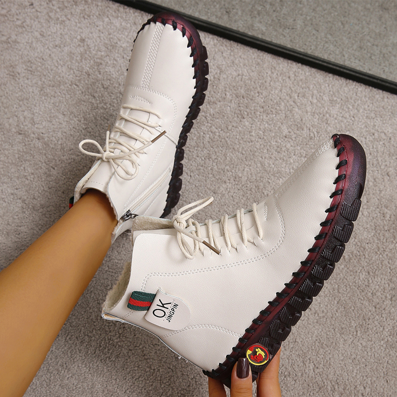 Lace Up Sneakers With Casual Solid Decorative Stitching