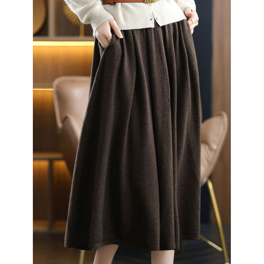 

Casual Loose Solid Knit Skirt