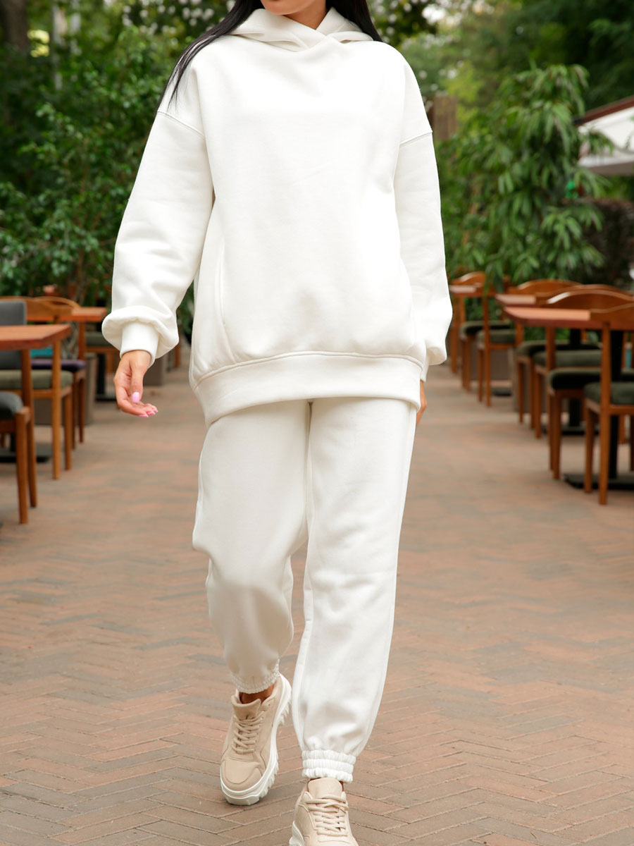 Casual Loose Solid Color Sweatshirt Hooded Suit