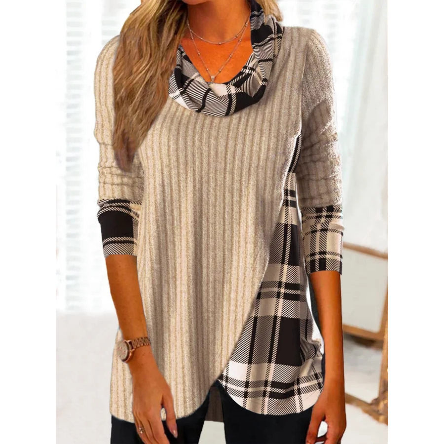 

Casual Loose Plaid Print Knit Pullover