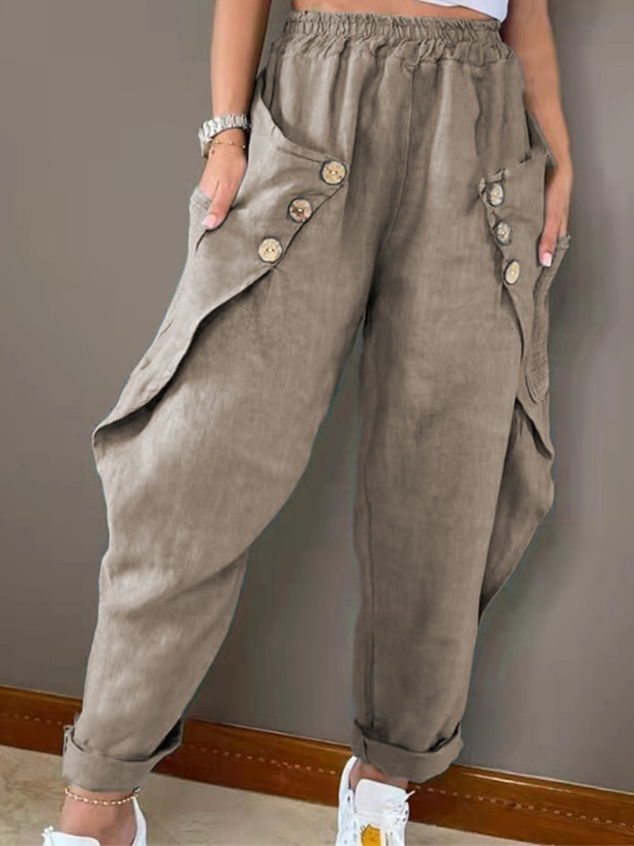 Women's Loose Waist Pure Color Harun Pants