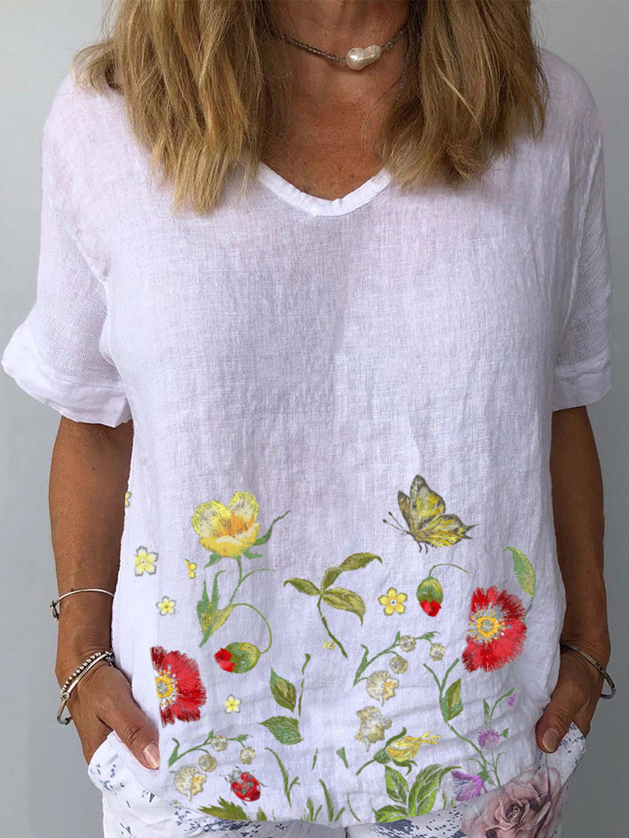 Round Neck Short Sleeves Printed T shirt
