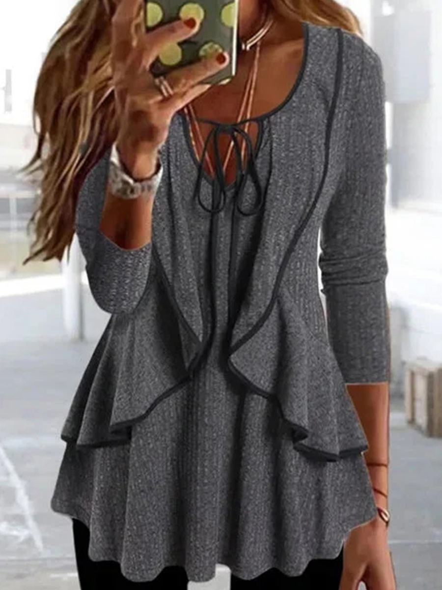Long Sleeves Casual Round Neck T shirt