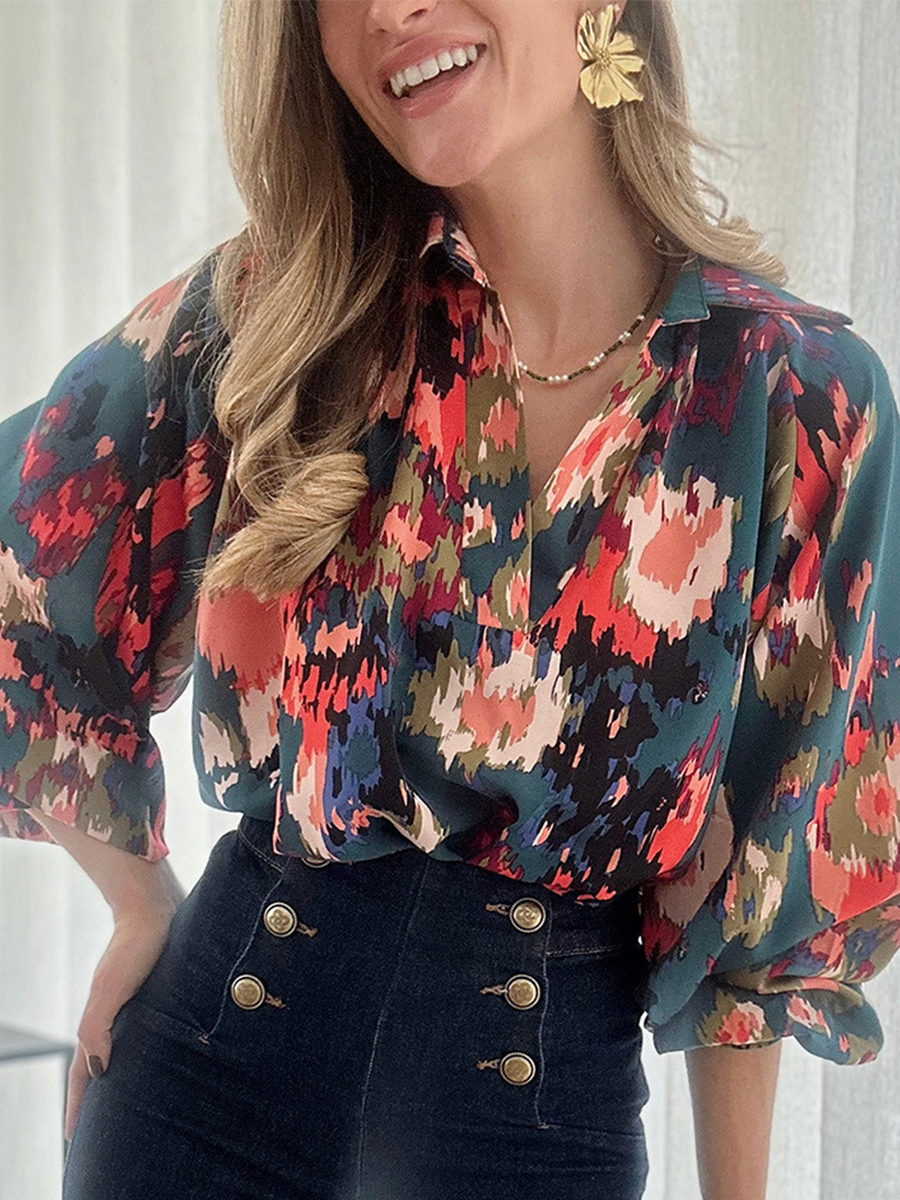 Chiffon Printed Long Sleeves Blouse